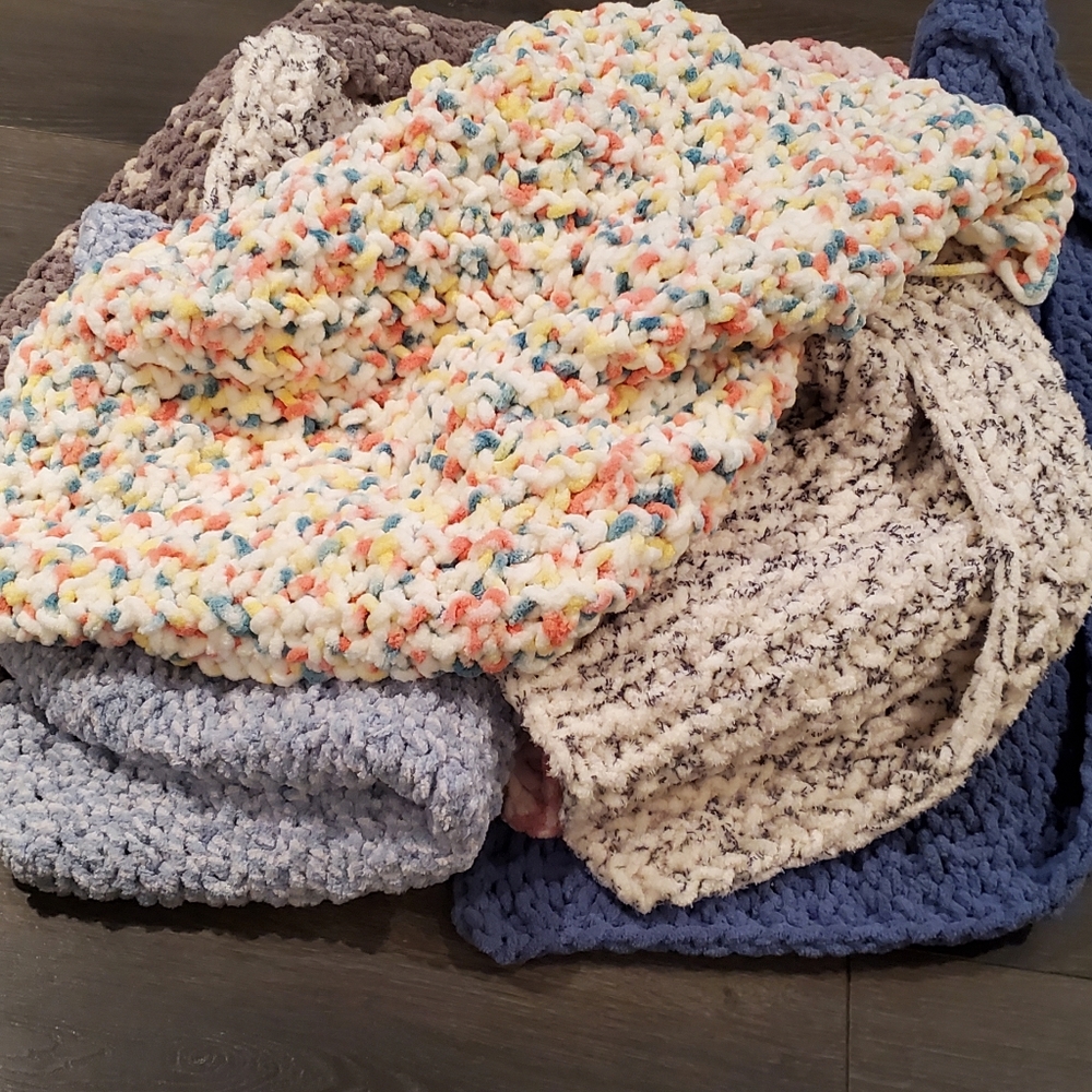 Hand knit baby blankets